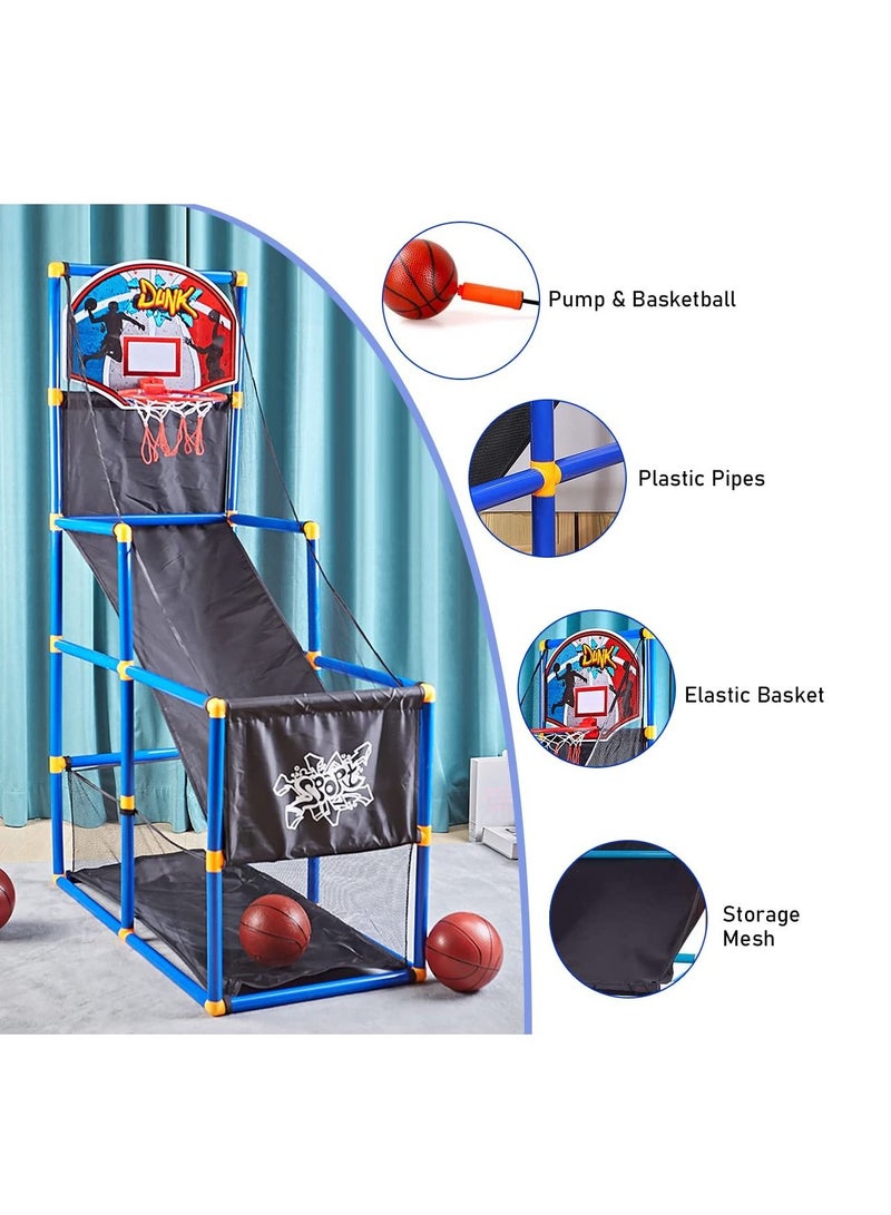 MIXDE Basketball Hoop Arcade Game Toy Basketball Hoop Shoot Training System Portable Lightweight Sets with 6 Balls & Pump, Gift for Toddlers Kids Boys Girls Indoor Outdoor Basketball Shoot Sports Game - Image 4