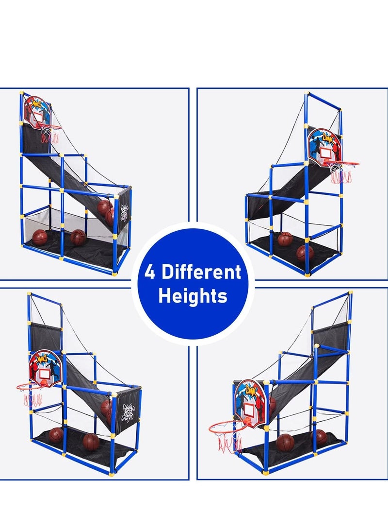 MIXDE Basketball Hoop Arcade Game Toy Basketball Hoop Shoot Training System Portable Lightweight Sets with 6 Balls & Pump, Gift for Toddlers Kids Boys Girls Indoor Outdoor Basketball Shoot Sports Game - Image 5