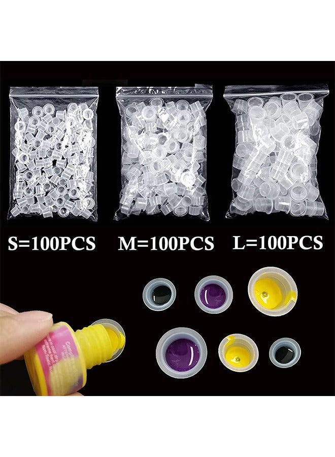 HY Tattoo Ink Cap, 300pcs Tattoo Ink Cups Pigment Caps Disposable Ink Caps for Tattooing Plastic Tattoo Cups Caps Mixed for Tattoo Supplies - Image 3