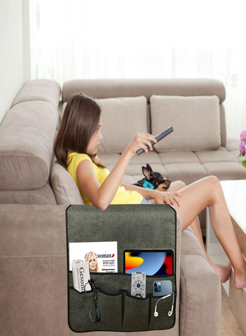 GGOOT TV Remote Holder Pouch,Collapsible Storage Pouch Boxes Organizer - Anti-Slip Couch Remote Holder Pouch for Magazine, Tablet, Phone, Glasses - Image 3