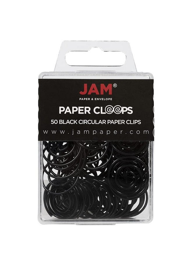 JAM Paper Circular Paper Clips - Round Paperclips - Black - 50/Pack  - Image 1