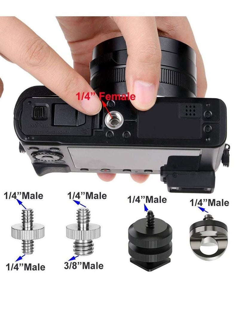 Camera Screw Mount Set, 1/4 Inch and 3/8 Converter Threaded Screws Adapter Flash Shoe for DSLR Tripod Monopod Ball head Light Quick Release Plate 26Pcs - Image 3