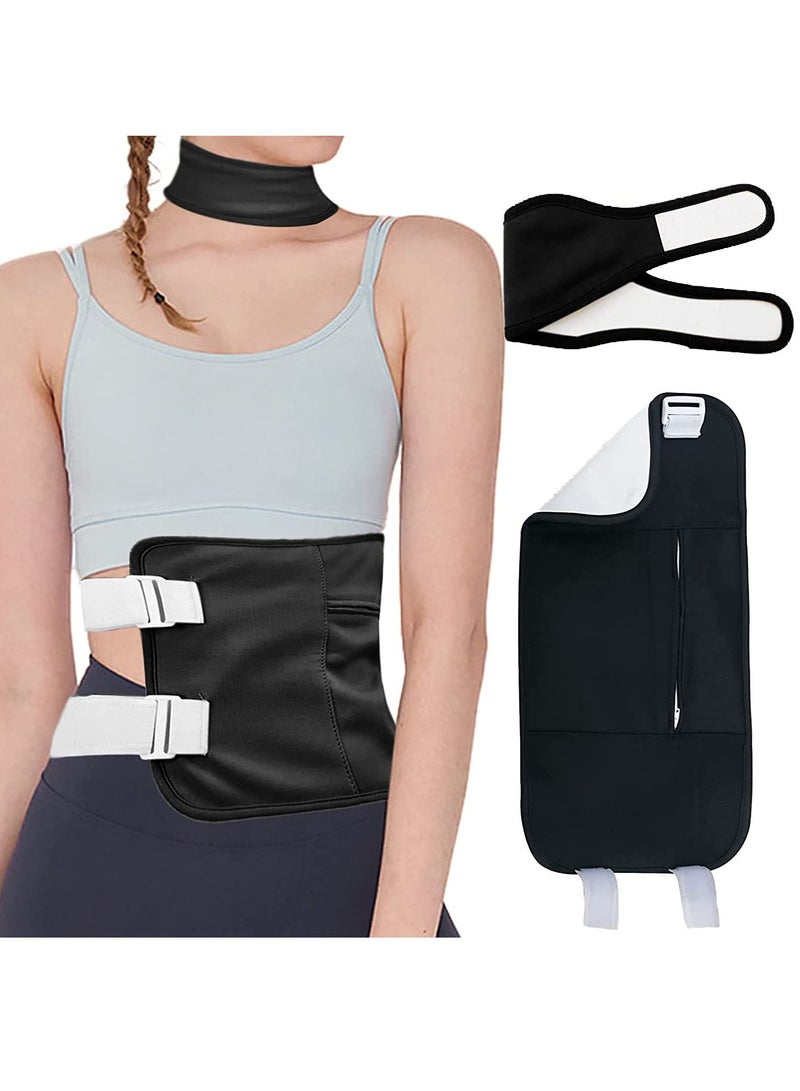 عبوتان من عبوات زيت الخروع ملفوفة للخصر والرقبة من زيت الخروع من أجل التخلص من السموم من الكبد ، مجموعة عبوات زيت الخروع القابلة لإعادة الاستخدام مع حزام قابل للتعديل للغدة الدرقية (الزيت غير مشمول) - Image 1