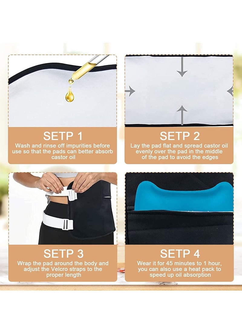 عبوتان من عبوات زيت الخروع ملفوفة للخصر والرقبة من زيت الخروع من أجل التخلص من السموم من الكبد ، مجموعة عبوات زيت الخروع القابلة لإعادة الاستخدام مع حزام قابل للتعديل للغدة الدرقية (الزيت غير مشمول) - Image 4