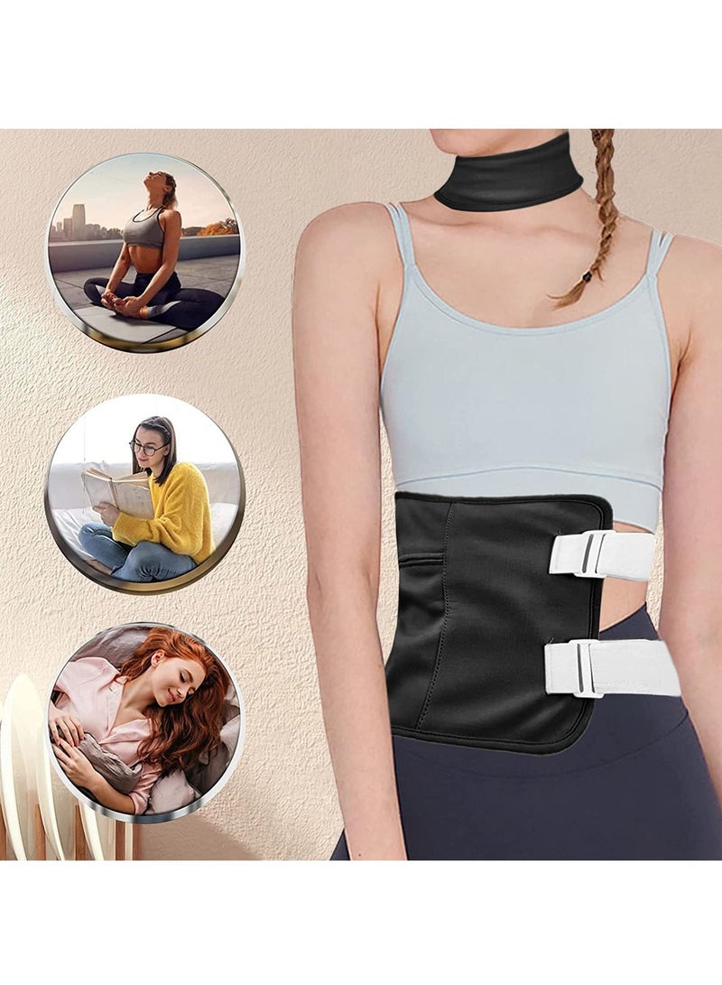 عبوتان من عبوات زيت الخروع ملفوفة للخصر والرقبة من زيت الخروع من أجل التخلص من السموم من الكبد ، مجموعة عبوات زيت الخروع القابلة لإعادة الاستخدام مع حزام قابل للتعديل للغدة الدرقية (الزيت غير مشمول) - Image 5