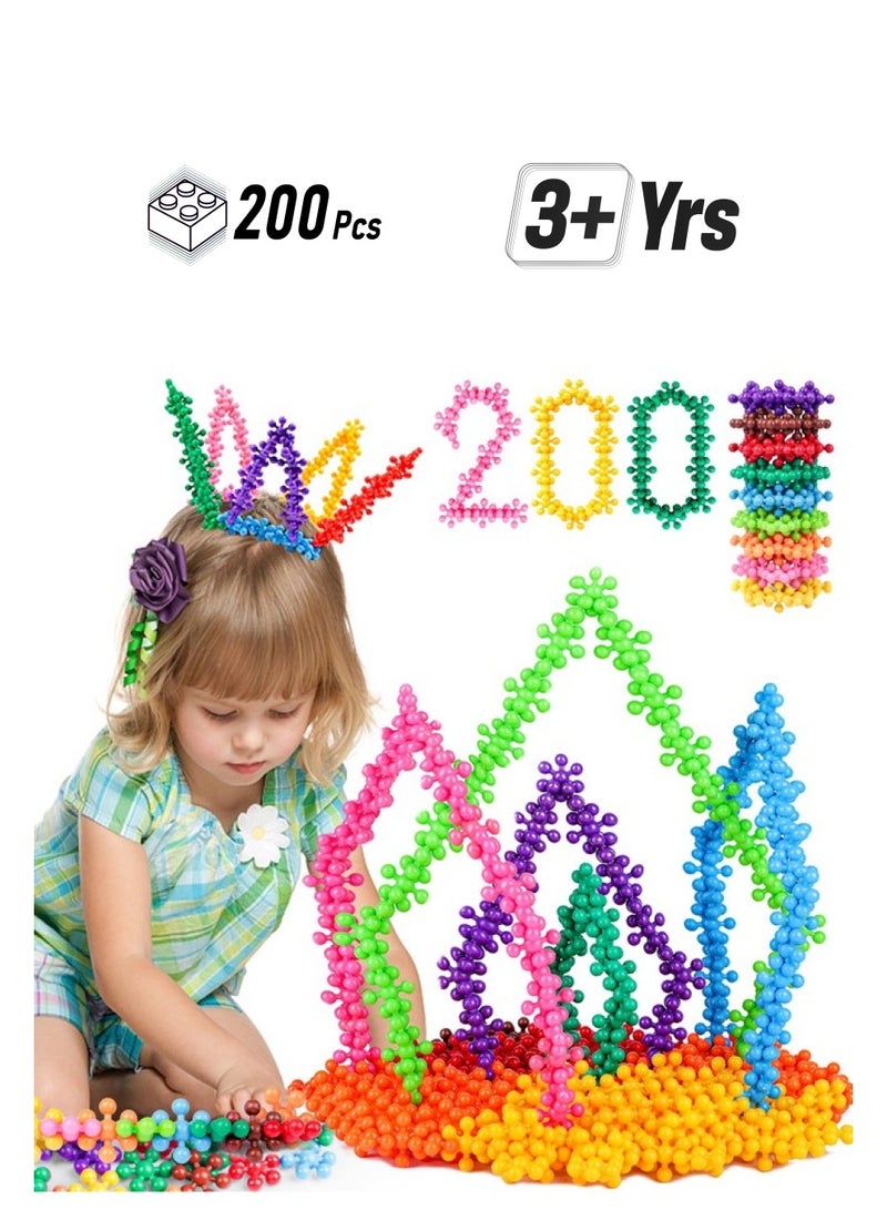 NEOACT 200Pcs Building Blocks Kids Educational Building Toys Interlocking Plastic Connect Block Manipulatives For Preschool Kids Aged 3+ Creativity Kids Toys Classroom Kindergarten Toys - Image 1