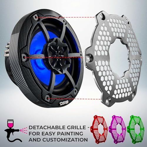 DS18 CF-65M 6.5" Marine Speakers 2-Way with Integrated RGB Lights, Black Carbon Fiber, 100% UV Stable - Water Resistant Speakers, Grills Included, Pair - Image 2