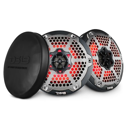 DS18 CF-65M 6.5" Marine Speakers 2-Way with Integrated RGB Lights, Black Carbon Fiber, 100% UV Stable - Water Resistant Speakers, Grills Included, Pair - Image 1