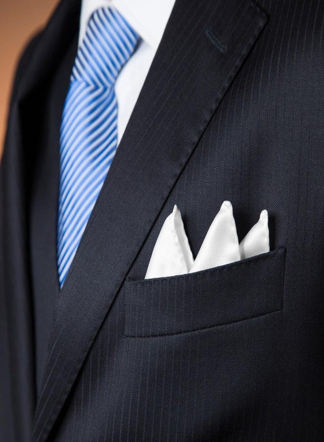 Teqooza White Pocket Square Soft Silk Handkerchief for Men, 22cm x 22cm Squares Pocket Suit Handkerchief for Groomsmen Wedding Party, Pack of 10 - Image 5