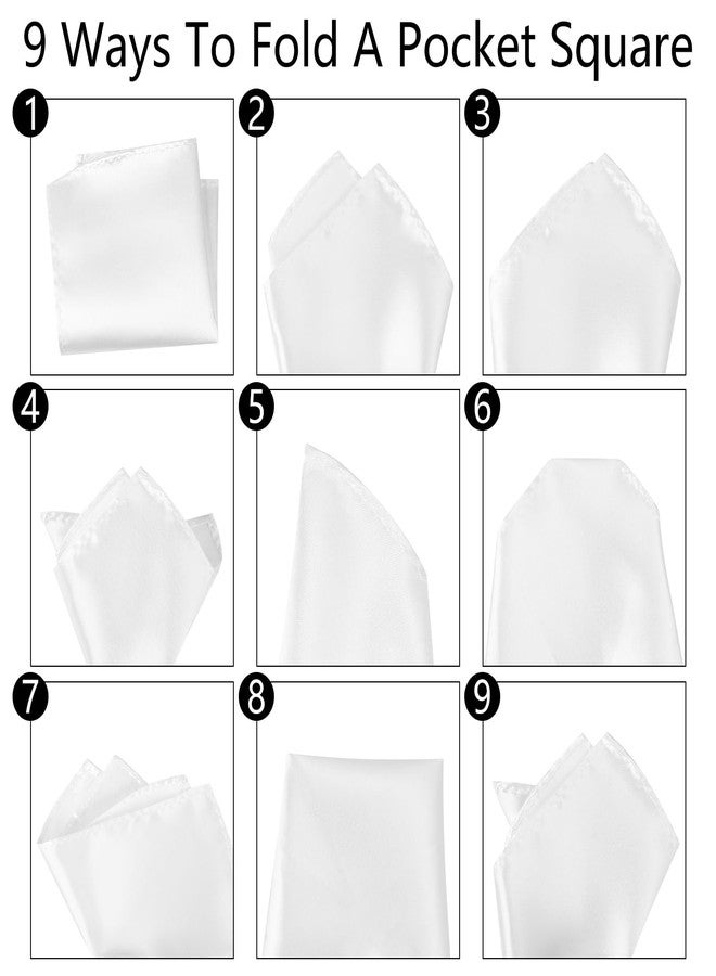 Teqooza White Pocket Square Soft Silk Handkerchief for Men, 22cm x 22cm Squares Pocket Suit Handkerchief for Groomsmen Wedding Party, Pack of 10 - Image 3