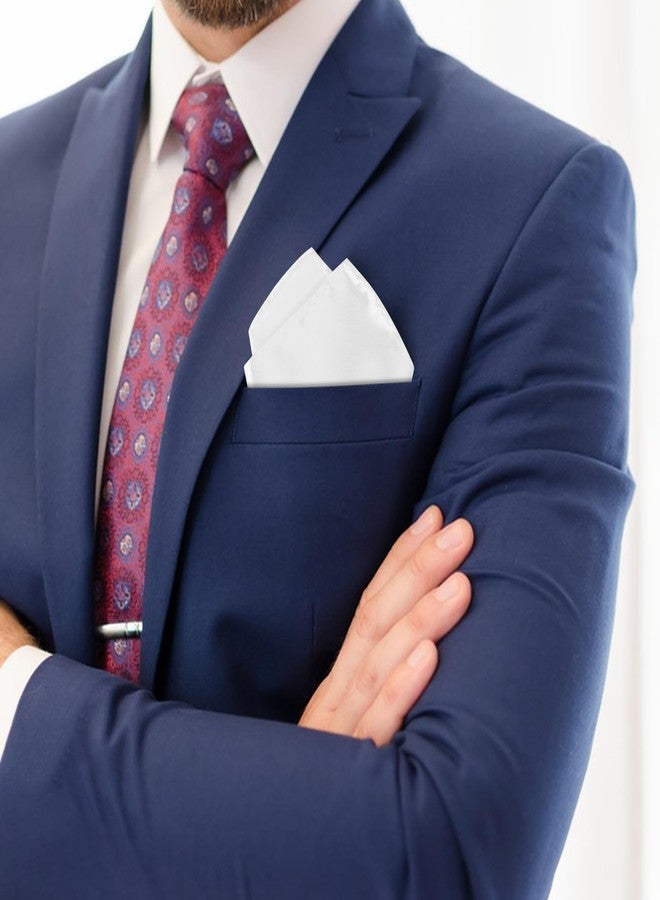 Teqooza White Pocket Square Soft Silk Handkerchief for Men, 22cm x 22cm Squares Pocket Suit Handkerchief for Groomsmen Wedding Party, Pack of 10 - Image 4
