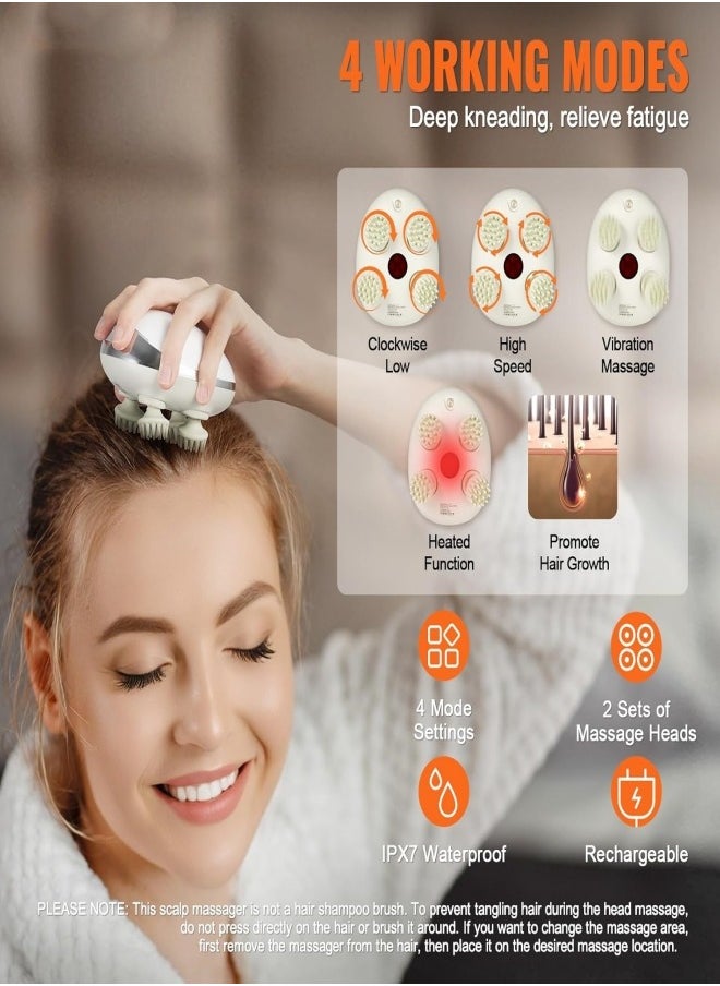 nubite Electric Scalp Massager, Portable Heated Head Massager Kneading 88 Massage Nodes, 2 Replacement Massage Styles 3 Speed Modes, Body Massager for Deep Cleansing Relief Hair Growth,Pet massager,Holiday gifts ﻿  - Image 4