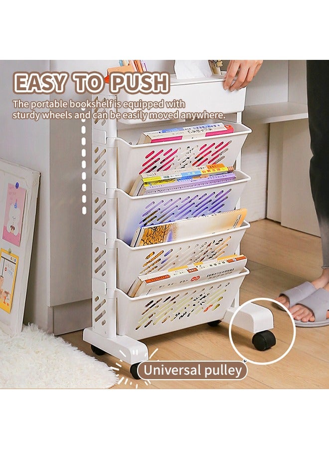 Generic 6-Layer Rolling Utility Cart, Removable Bookshelf, Storage Cart With Wheels, Multifunctional Trolley For Books, Posters, Household Items  - Image 4
