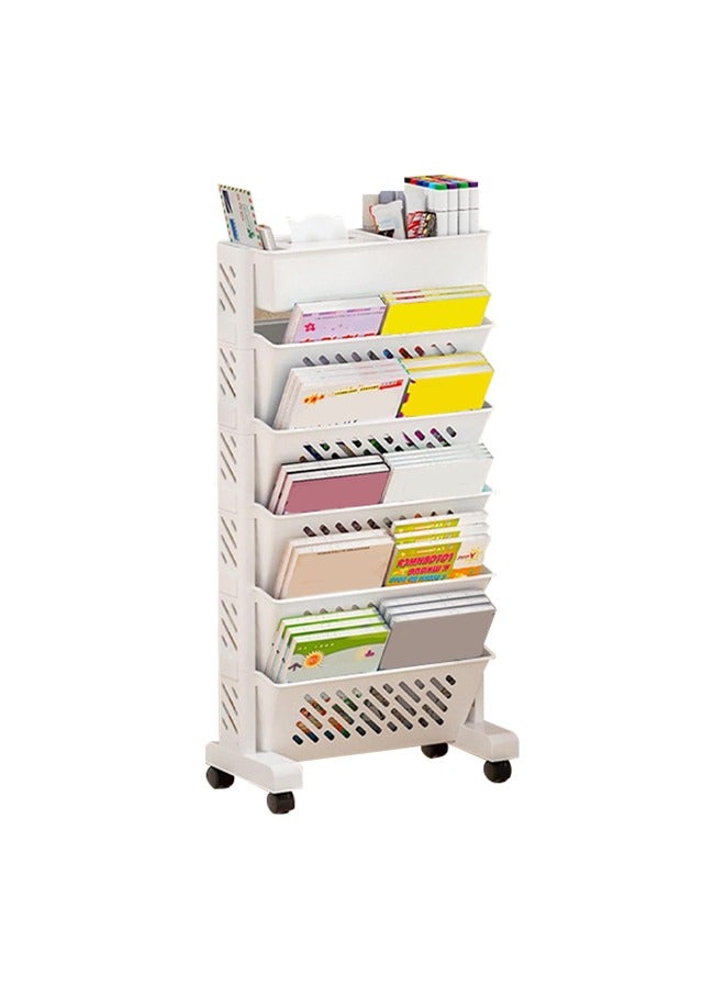 Generic 6-Layer Rolling Utility Cart, Removable Bookshelf, Storage Cart With Wheels, Multifunctional Trolley For Books, Posters, Household Items  - Image 1