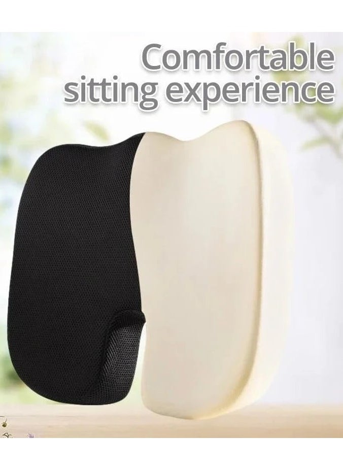 VIO Memory Foam Seat Cushion with Cover Orthopedic Non Slip Chair Pad for Tailbone Sciatica Lumbar Support Lower Back Pillow Hip Pain Relief for Home Office Chair Car Wheelchair Grey Beige  - Image 5