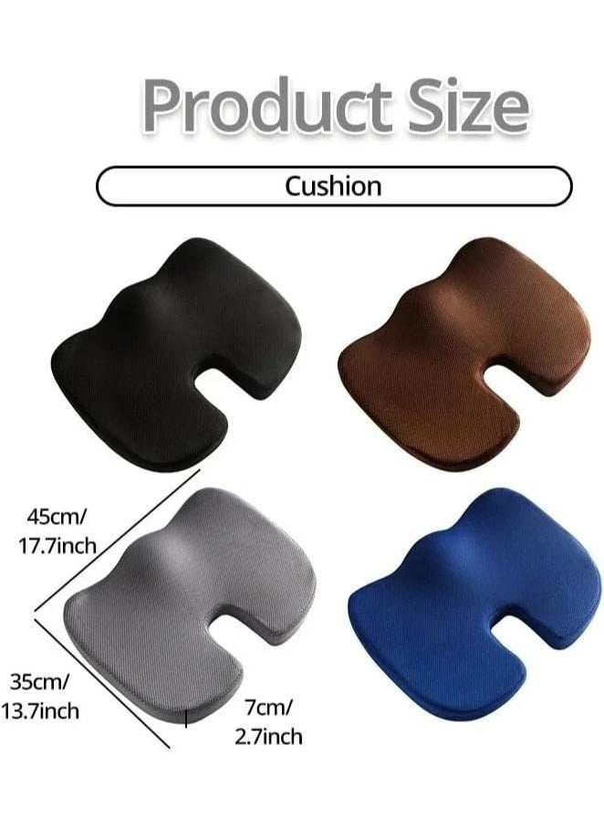 VIO Memory Foam Seat Cushion with Cover Orthopedic Non Slip Chair Pad for Tailbone Sciatica Lumbar Support Lower Back Pillow Hip Pain Relief for Home Office Chair Car Wheelchair Grey Beige  - Image 3