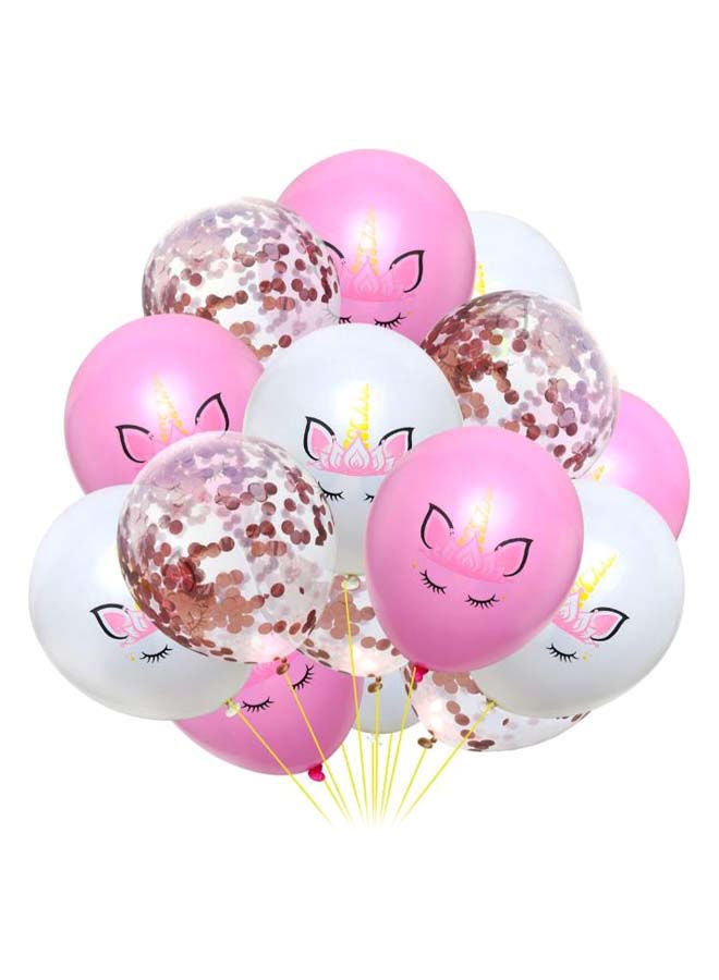 NIBEMINENT 15-Piece Unicorn Sequins Confetti Design Party Decoration Balloons Set