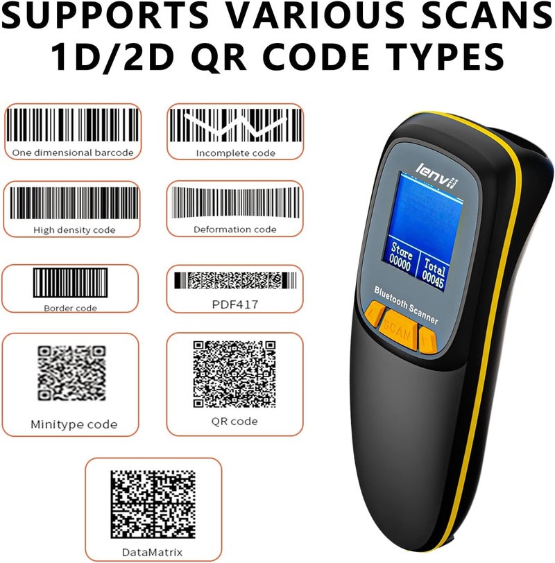 LENVII R777 Mini Wireless Barcode Scanner Bluetooth 3-in-1 Portable Barcode Reader Black - Image 4