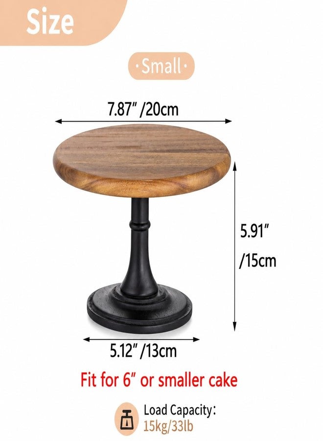 NUPTIO Wood Cupcake Stand Display: Wooden Cake Pedestal Stands Round Dessert Riser Cookie Serving Tray Vintage Pie Plate Holder Farmhouse Table Decor for Wedding Party Christmas 7.87 Inch/20cm - Image 2