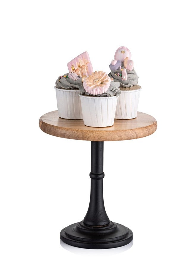 NUPTIO Wood Cupcake Stand Display: Wooden Cake Pedestal Stands Round Dessert Riser Cookie Serving Tray Vintage Pie Plate Holder Farmhouse Table Decor for Wedding Party Christmas 7.87 Inch/20cm - Image 1