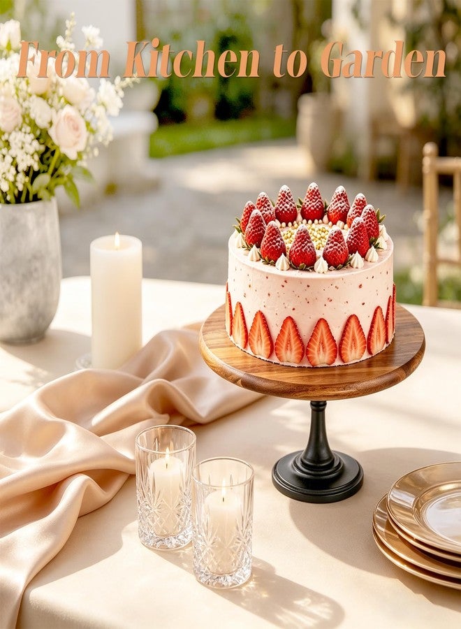 NUPTIO Wood Cupcake Stand Display: Wooden Cake Pedestal Stands Round Dessert Riser Cookie Serving Tray Vintage Pie Plate Holder Farmhouse Table Decor for Wedding Party Christmas 7.87 Inch/20cm - Image 5