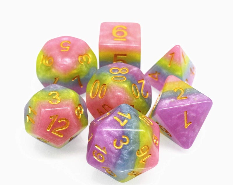 HD Polyhedral DND Dice Set RPG Rainbow Candy Dice for Dungeons and Dragons(D&D) Role Playing Game,MTG,Pathfinder,Table Game 7-Die Dice Set - Image 4