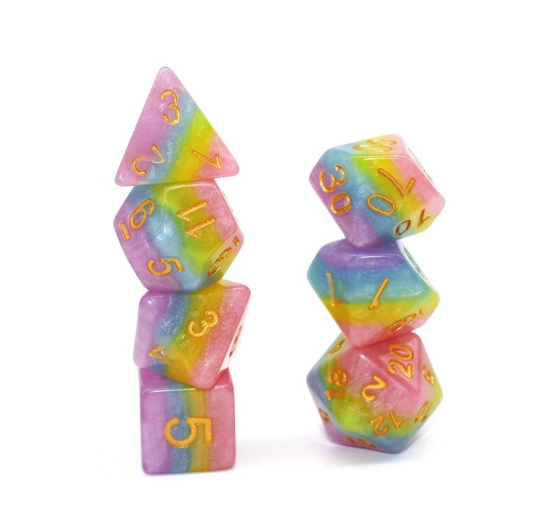 HD Polyhedral DND Dice Set RPG Rainbow Candy Dice for Dungeons and Dragons(D&D) Role Playing Game,MTG,Pathfinder,Table Game 7-Die Dice Set - Image 3