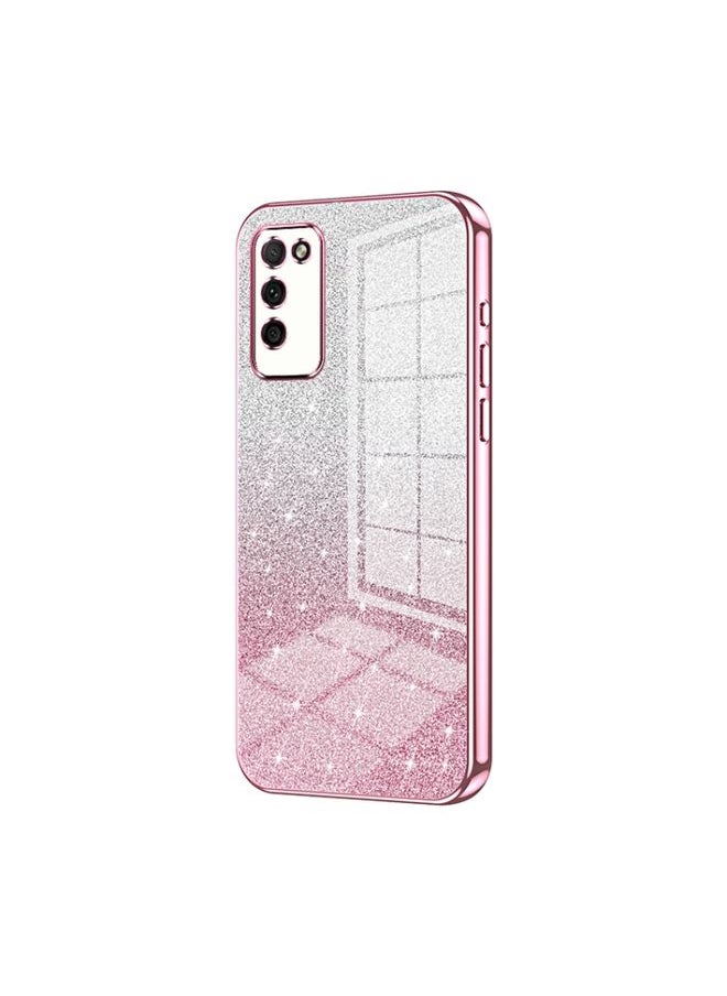 HuHa Case Cover For Honor 30 Youth Gradient Glitter Powder Electroplated Phone Case Pink 