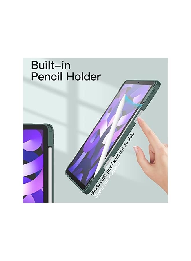 جي تيك حافظة لجهاز iPad Air 11 بوصة M2 (2024)، وiPad Air 5/4 (2022/2020 5th/4th 10.9 بوصة) مع حامل قلم رصاص، وغطاء تابلت شفاف وشفاف خلفي نحيف مضاد للصدمات، استيقاظ/غفو تلقائي (أزرق ضبابي) - Image 4