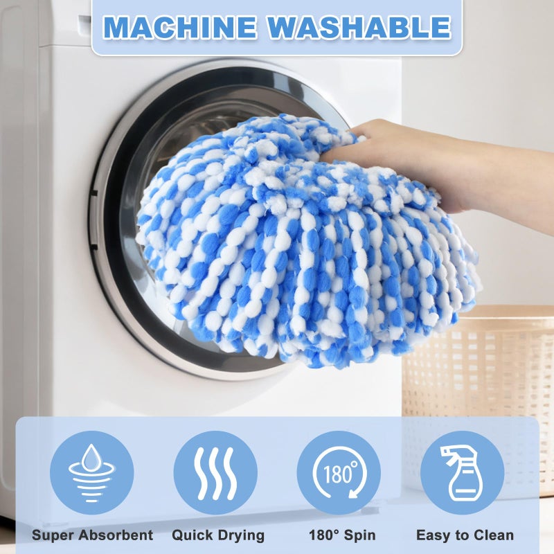 Deisunpet Mop Heads Replacements for O Ceda,Mop Replace Head for Oceda Rinseclean 2 Tank,Microfiber Mop Refills,Include 3 Spin Mop Replacement Head 1 Scrub Brush 1 Mop Base Machine Washable & Easy to Replace - Image 5