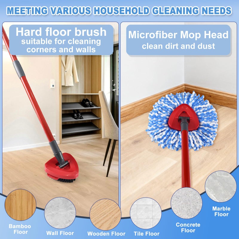 Deisunpet Mop Heads Replacements for O Ceda,Mop Replace Head for Oceda Rinseclean 2 Tank,Microfiber Mop Refills,Include 3 Spin Mop Replacement Head 1 Scrub Brush 1 Mop Base Machine Washable & Easy to Replace - Image 3