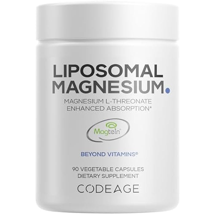 Codeage Liposomal Magnesium L-Threonate Supplement, Patented Magtein Magnesium Threonate for Brain Health, Memory and Cognitive Function Support, Bioavailable, Non-GMO - 90 Capsules - Image 1