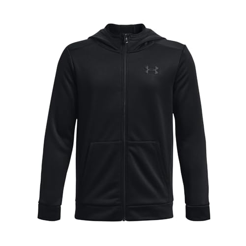 Under Armour Boys ArmourFleece Full Zip Hoodie, (001) Black / / Black, Youth Medium - Image 1
