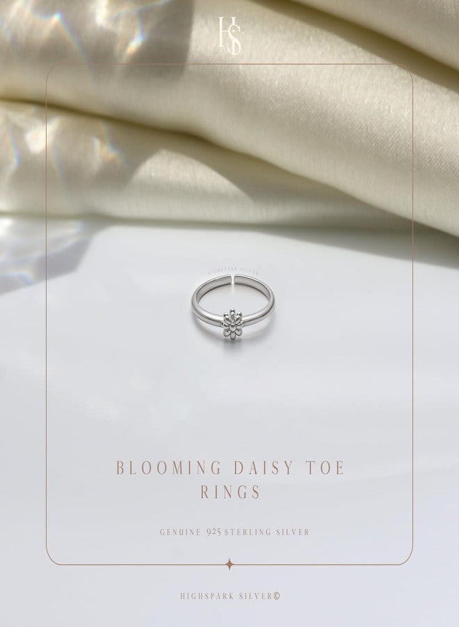 HighSpark 92.5 Sterling Silver Toe Rings for Women | 92.5 Sterling Silver Adjustable Contemporary Style & Stunning Shine | Single Piece Only - Flower - Image 3