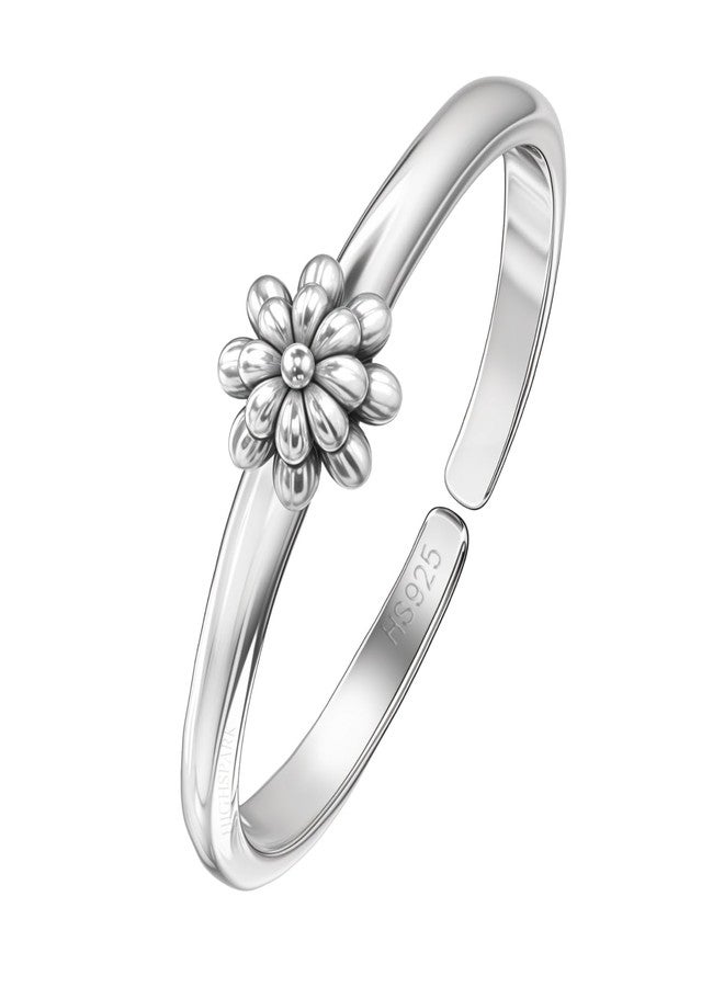 HighSpark 92.5 Sterling Silver Toe Rings for Women | 92.5 Sterling Silver Adjustable Contemporary Style & Stunning Shine | Single Piece Only - Flower - Image 1
