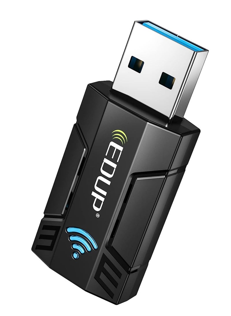 EDUP USB 3.0 Wireless WiFi Adapter AC1300Mbps for PC, USB Wi-Fi Dongle AC Mini Network Adapters 802.11ac 2.4GHz/5.8GHz Built-in Antenna for Windows 10/11/ 7/8/8.1/XP/Vista/Mac OS 10.6-10.15
