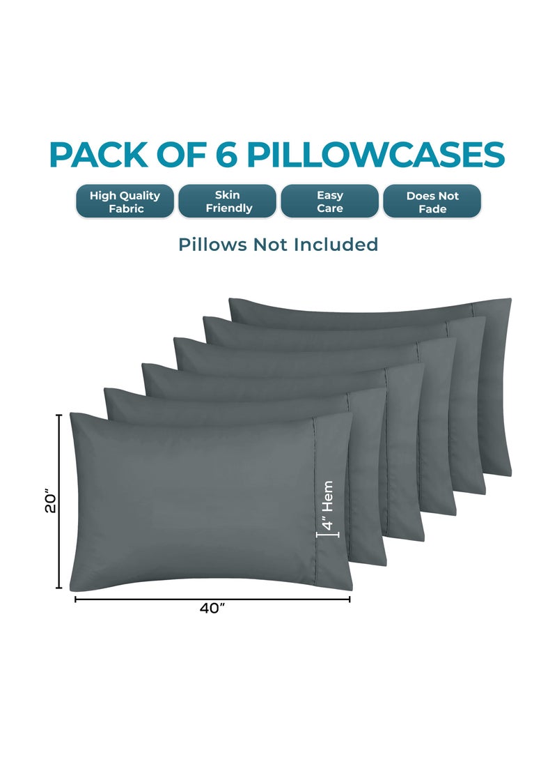 Utopia Bedding Utopia Bedding King Pillow Cases - 6 Pack - Envelope Closure - Soft Brushed Microfiber Fabric - Shrinkage and Fade Resistant Pillow Covers 20 X 40 Inches (King  Grey)  - Image 2