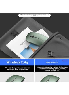 Generic Wireless Bluetooth Mouse Silent Charging Laptop Desktop Computer Office Unlimited Suitable For Lenovo Dell Asus-Specification:Technology Gray/wireless Version [silent + Rechargeable] + Aluminum Alloy Mouse Pad  - Image 5
