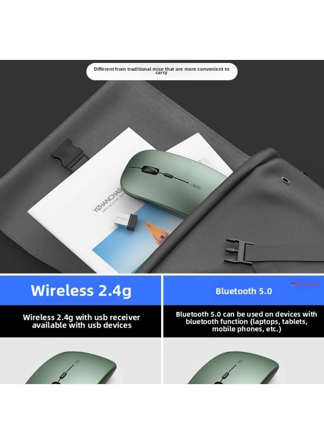 Generic - Wireless Bluetooth Mouse Silent Charging Laptop Desktop Computer Office Unlimited Suitable For Lenovo Dell Asus-Specification:Technology Gray/wireless Version [silent + Rechargeable] + Aluminum Alloy Mouse Pad - Image 1