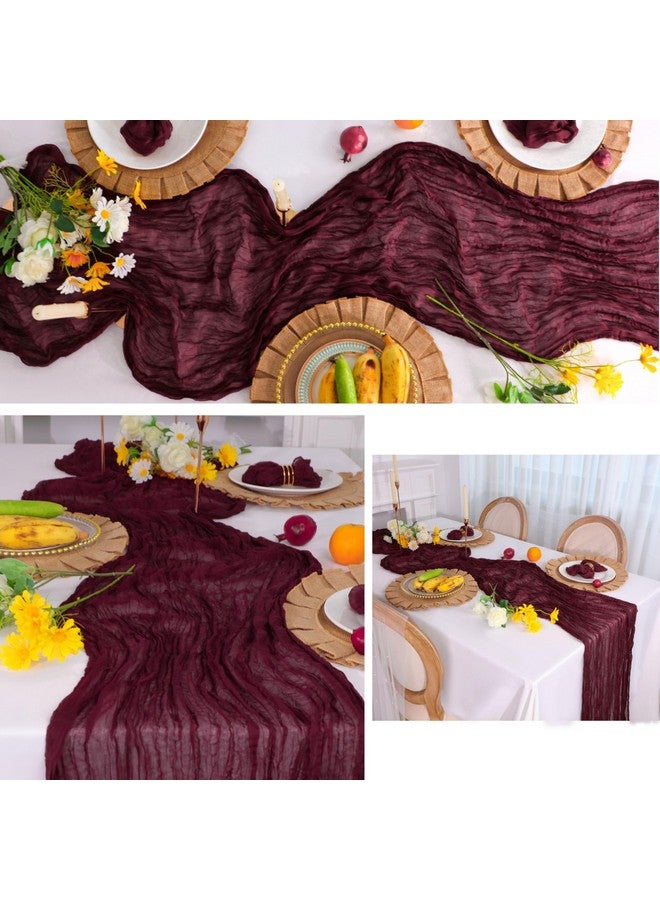 Snowkingdom 13Ft Burgundy Red Cheesecloth Table Runner, 160 inch Long Cheese Cloth Boho Rustic Gauze Runner for Wedding Bridal Baby Shower Birthday Christmas Sheer Home Table Decorations - Image 4