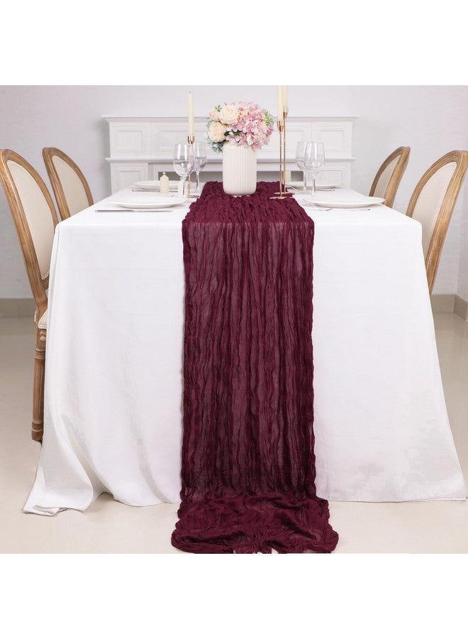 Snowkingdom 13Ft Burgundy Red Cheesecloth Table Runner, 160 inch Long Cheese Cloth Boho Rustic Gauze Runner for Wedding Bridal Baby Shower Birthday Christmas Sheer Home Table Decorations - Image 3