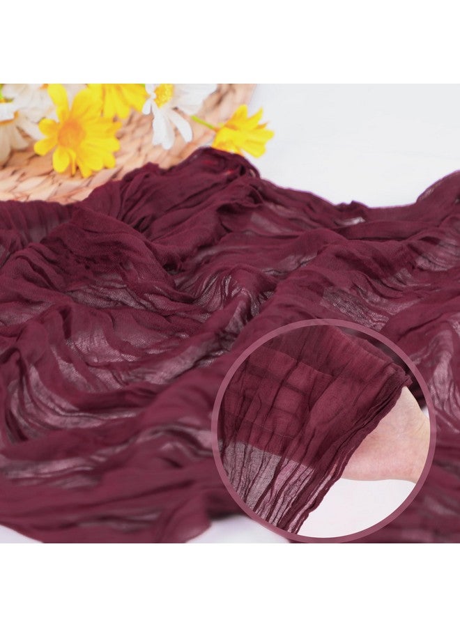 Snowkingdom 13Ft Burgundy Red Cheesecloth Table Runner, 160 inch Long Cheese Cloth Boho Rustic Gauze Runner for Wedding Bridal Baby Shower Birthday Christmas Sheer Home Table Decorations - Image 2