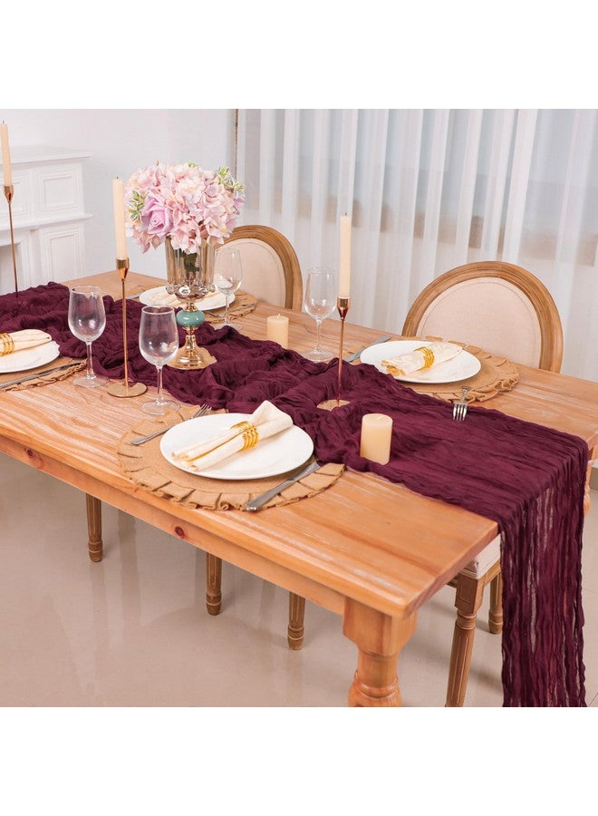 Snowkingdom 13Ft Burgundy Red Cheesecloth Table Runner, 160 inch Long Cheese Cloth Boho Rustic Gauze Runner for Wedding Bridal Baby Shower Birthday Christmas Sheer Home Table Decorations - Image 5