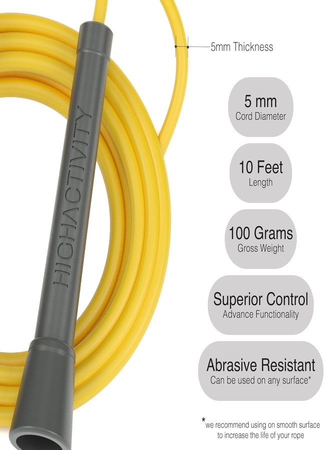 High Activity- Skipping Rope for Men and Women Jumping Rope With Adjustable Height Speed Skipping Rope for Exercise, Gym, Sports Fitness Adjustable Jump Rope (Pop Yellow) - Image 3