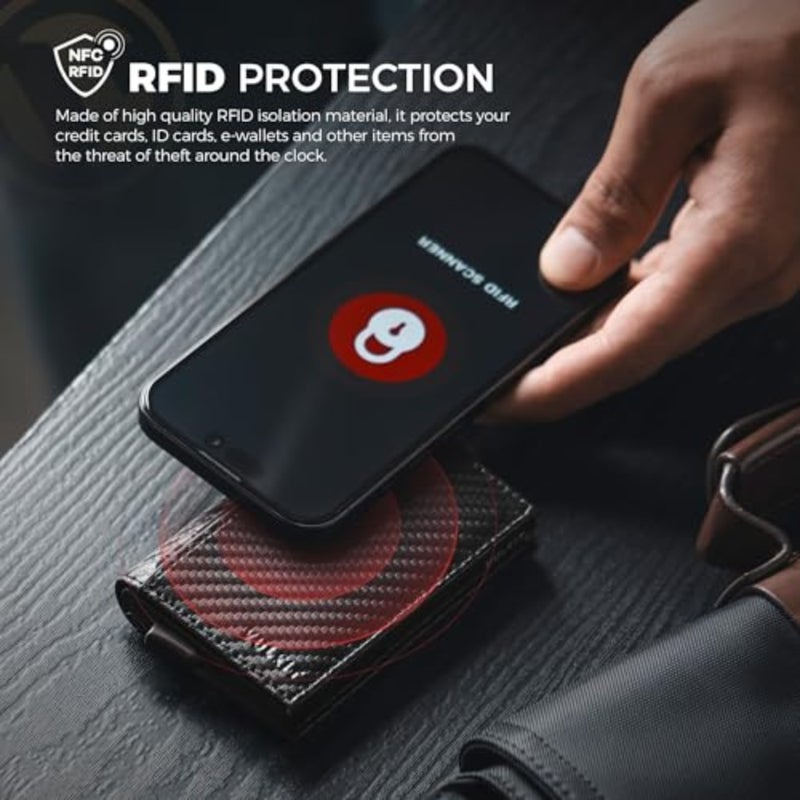 حامل بطاقة الائتمان مع نافذة مزدوجة لبطاقة الهوية، محفظة جلدية مزودة بتقنية RFID تحجب تلقائيًا محفظة بطاقات منبثقة لملاحظات البطاقات - Image 4