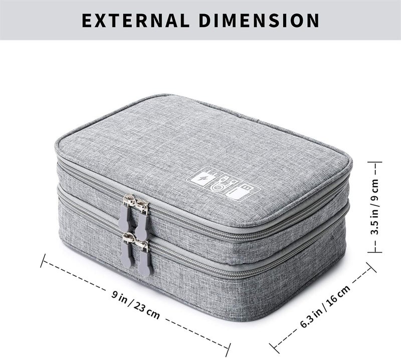 Lanola Travel Cable Organizer Bag, Electronic Accessories Case Portable Double Layer Cable Storage Bag for Cord,phone,Charger, Flash Drive, Phone, SD Card,Personal Items - (Grey) - Image 2