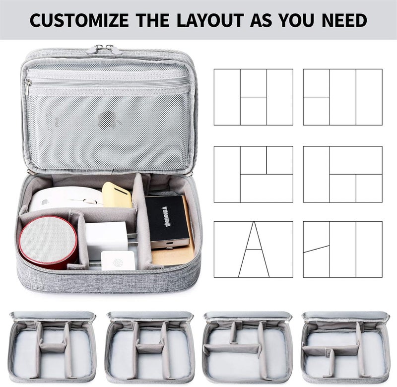 Lanola Travel Cable Organizer Bag, Electronic Accessories Case Portable Double Layer Cable Storage Bag for Cord,phone,Charger, Flash Drive, Phone, SD Card,Personal Items - (Grey) - Image 4