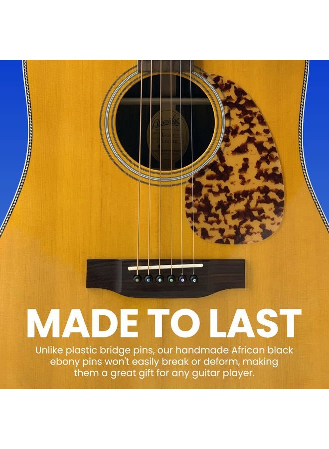 CROSBY Slotted Pure Ebony Bridge Pins with Abalone Dot Inlay for 6 & 12 String Acoustic Guitar - Image 5