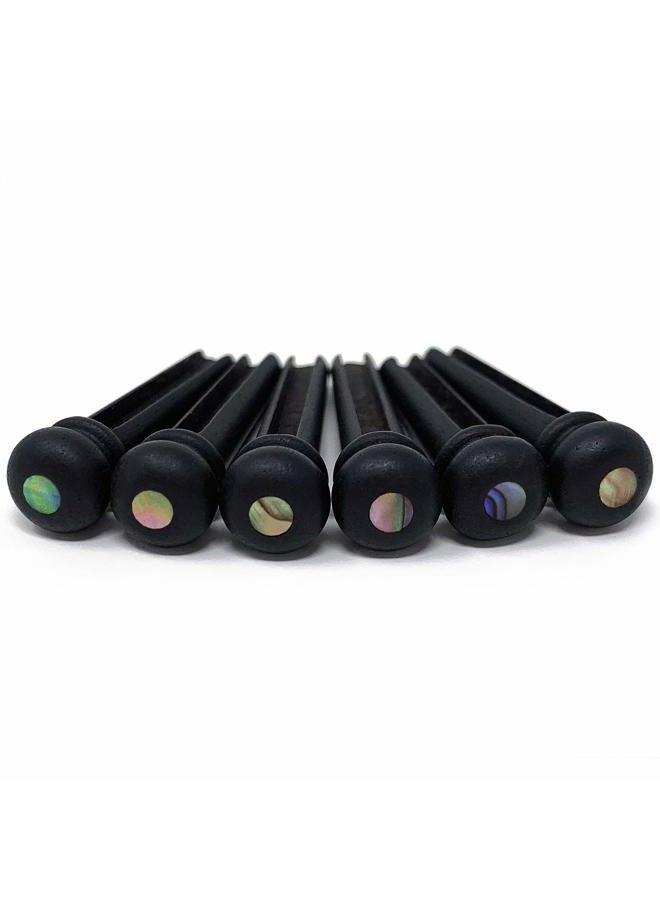 CROSBY Slotted Pure Ebony Bridge Pins with Abalone Dot Inlay for 6 & 12 String Acoustic Guitar - Image 1