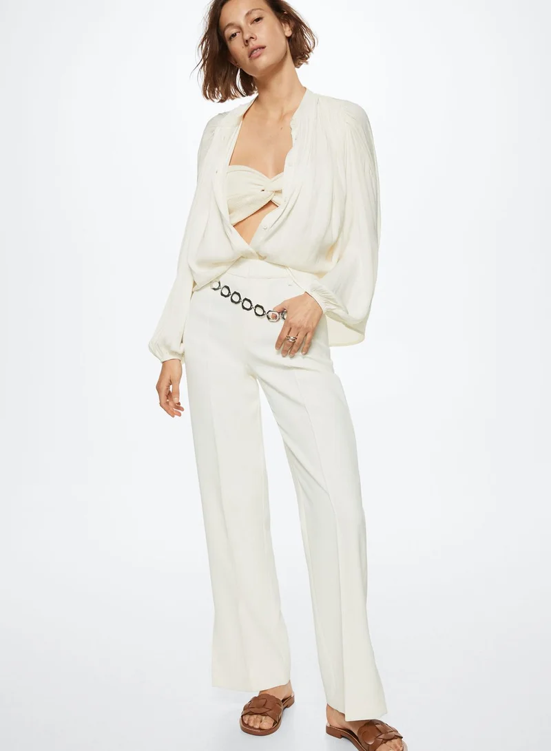 MANGO Balloon Sleeve Button Detail Top